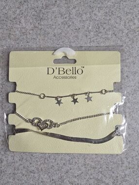 Silver Star & Interlocking Heart Bracelet Set - Silver